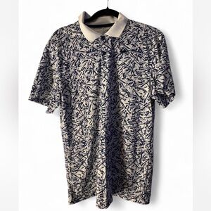 Nike Men's Polo Shirt - Blue and White Abstract Design